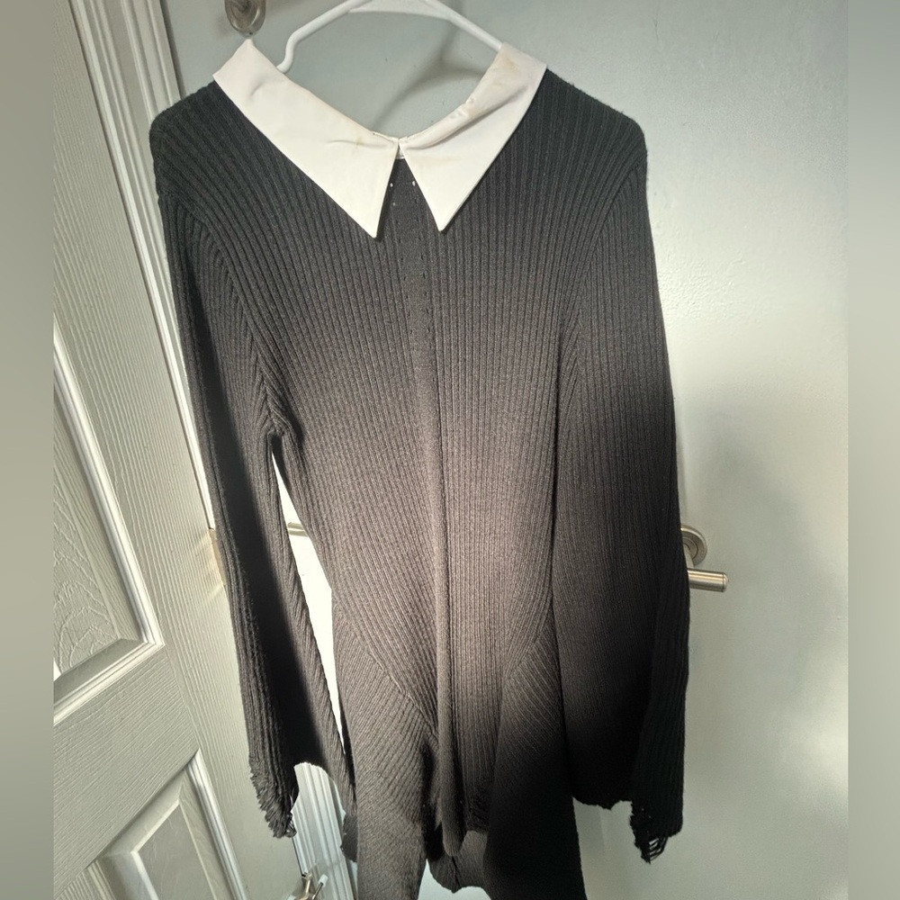 Killstar Black Sweater with White Collar